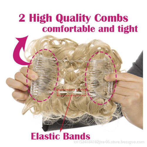 large comb clip in curly hair piece chignon updo hairpiece extension hair bun